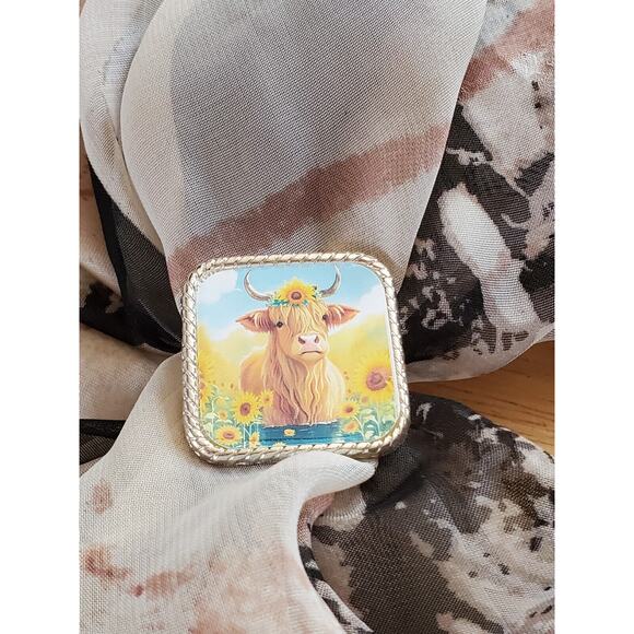 SLIDE Scarf Wild Rag Scarves Slide highland cow gift, bandana slide, western - Picture 2 of 3